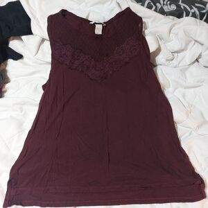 H&M Deep Burgundy Camisole with Lace Detail